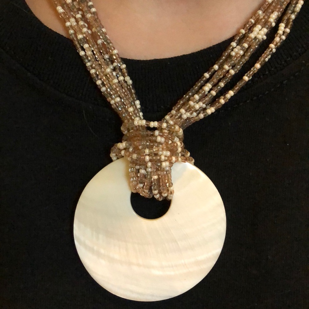 Retired Premier Design Tan beaded necklace